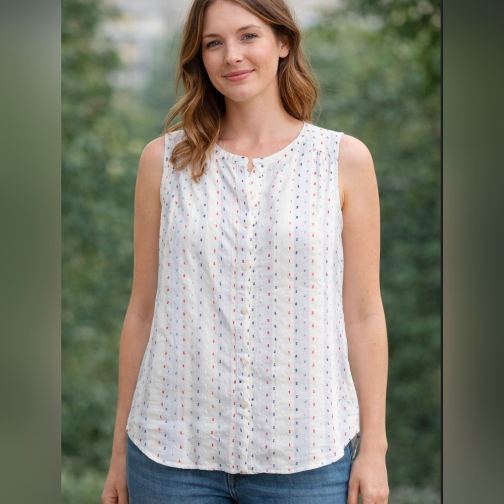 LOFT Sleeveless Blouse with Colorful Dots